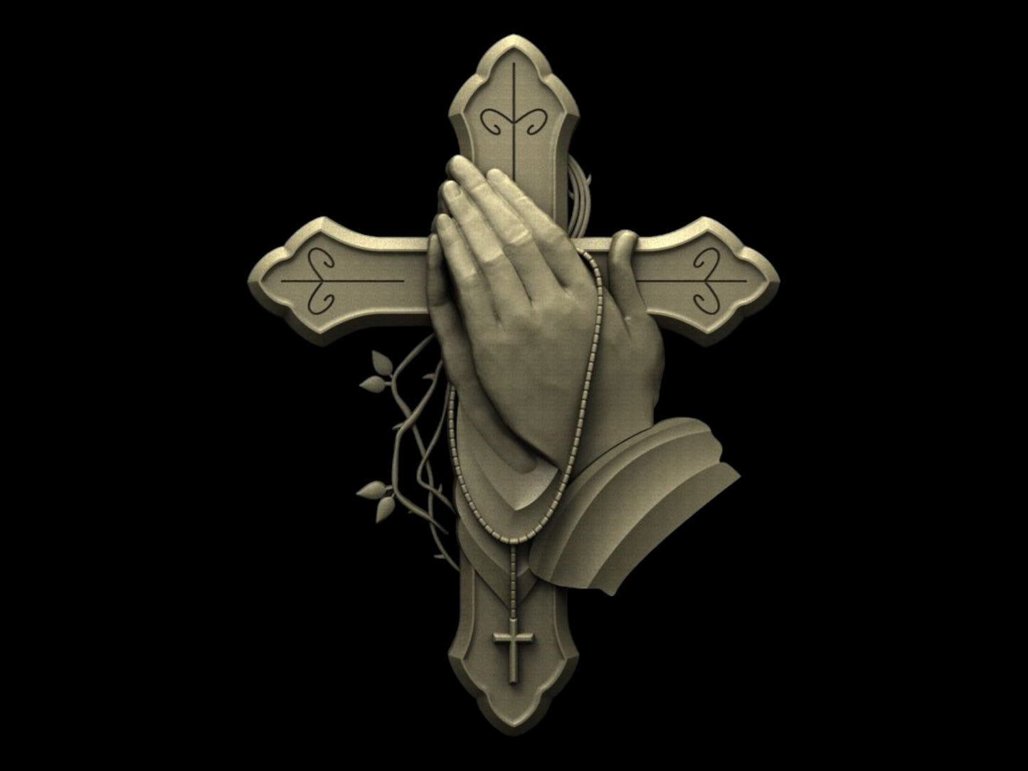 cross with prayer hands