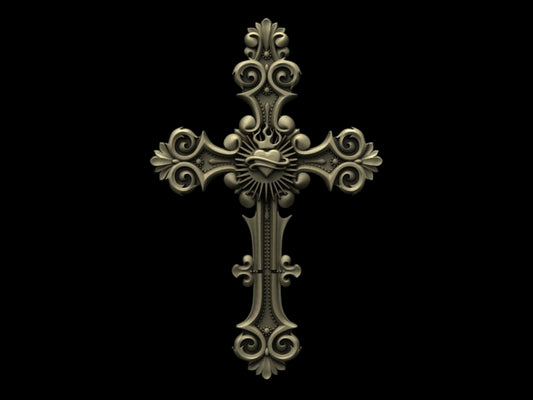 cross with heart 3d stl