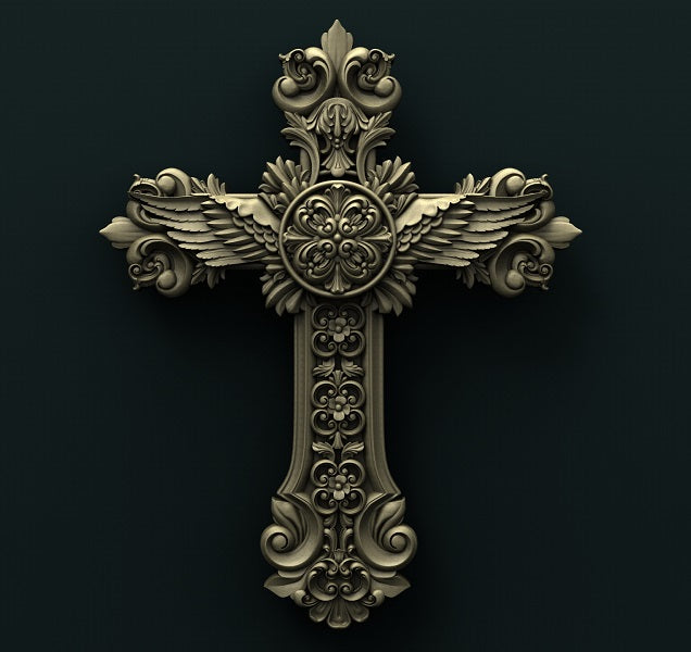 cross with wings 3d stl