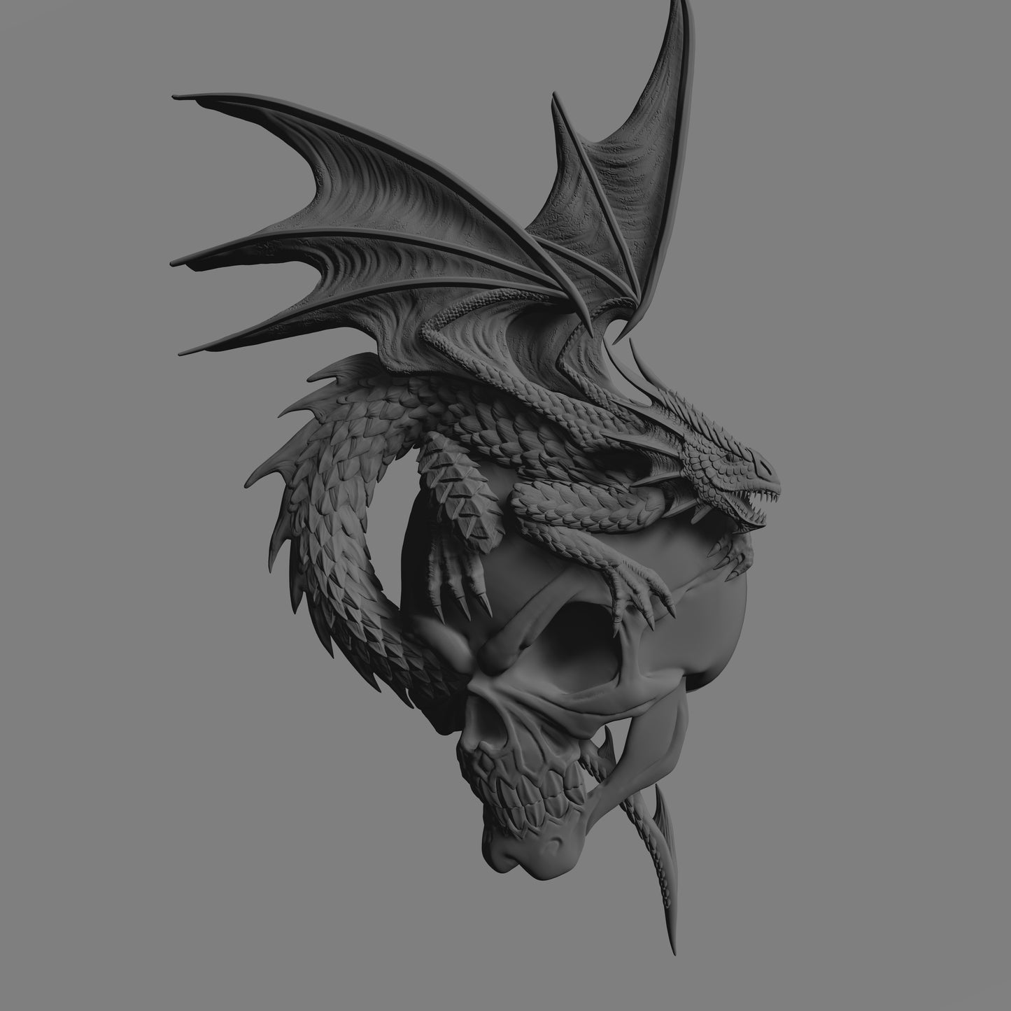 Dragon on skull