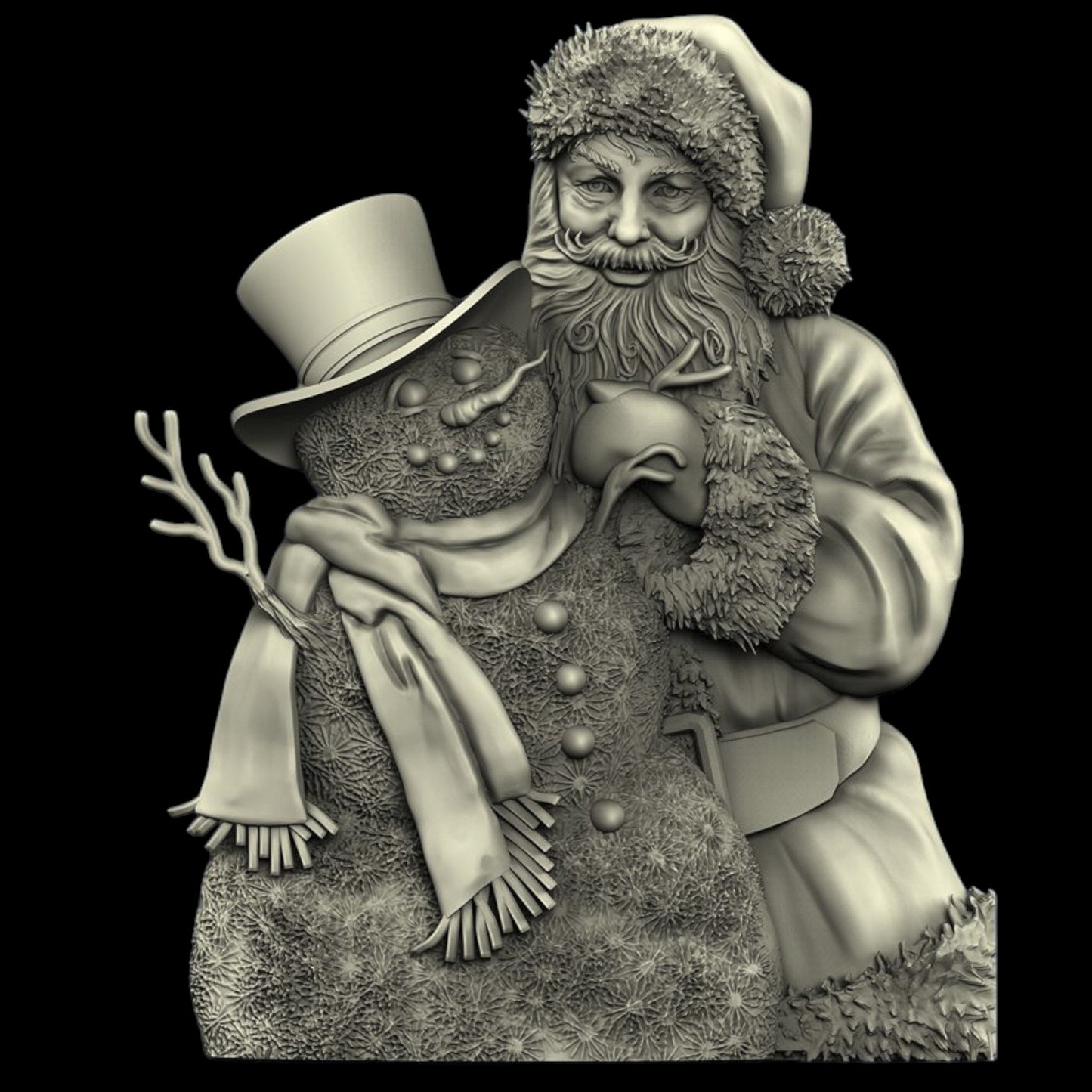 Santa and Snowman, 3d stl file