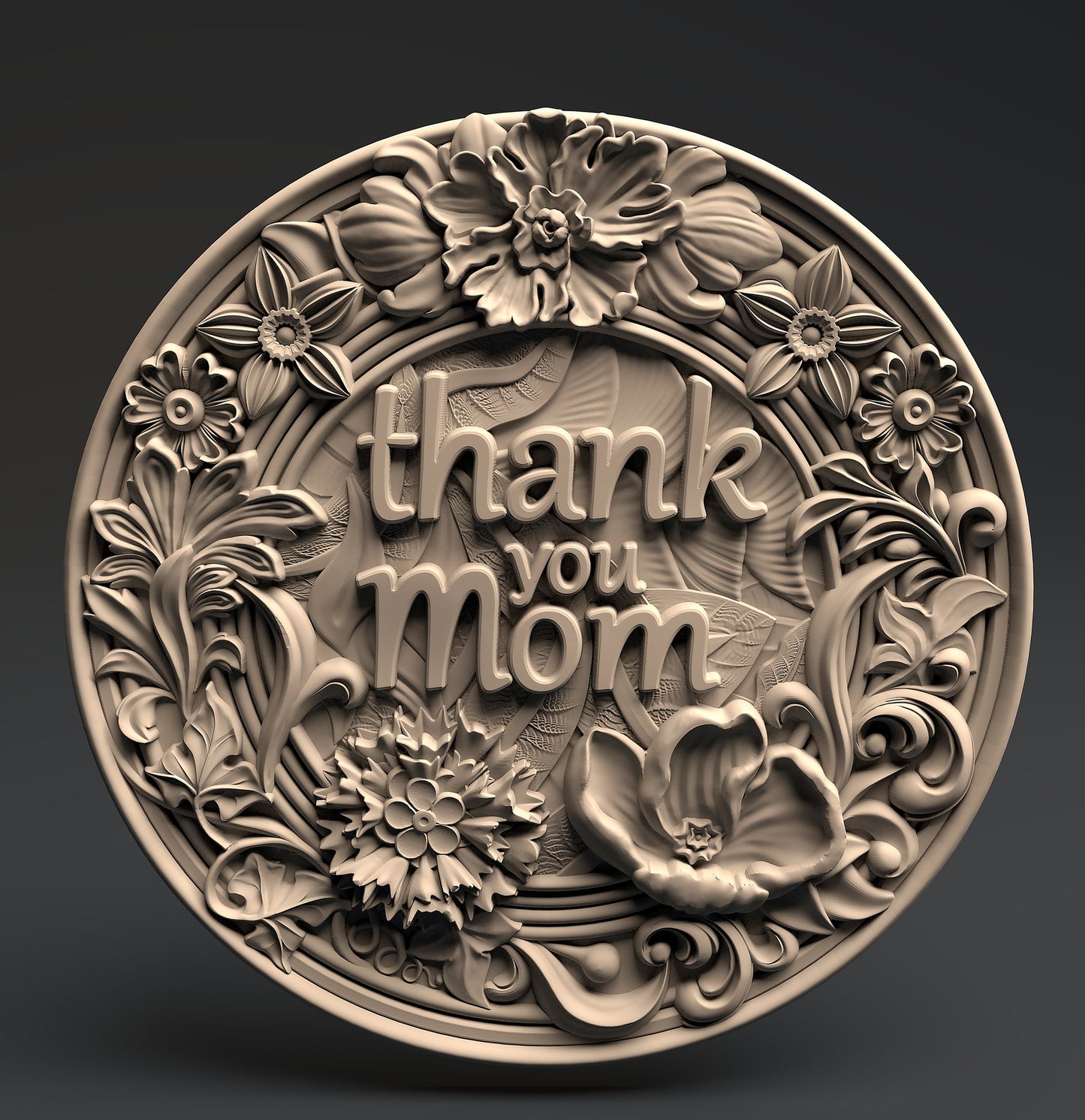 Thank you mom,mothers day-3D CNC Router Files, 3d stl file, vectric,aspire,easel, cnc cut files, 2.5d files (Copy)