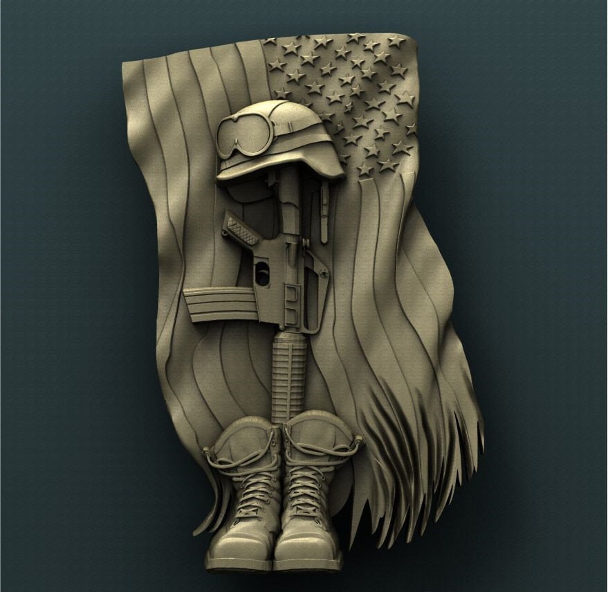 fallen soldier,3D CNC Router Files, 3d stl file, vectric,aspire,easel, cnc cut files, 2.5d files