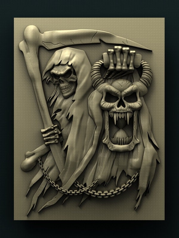 death,reaper,3D CNC Router Files, 3d stl file, vectric,aspire,easel, cnc cut files, 2.5d files