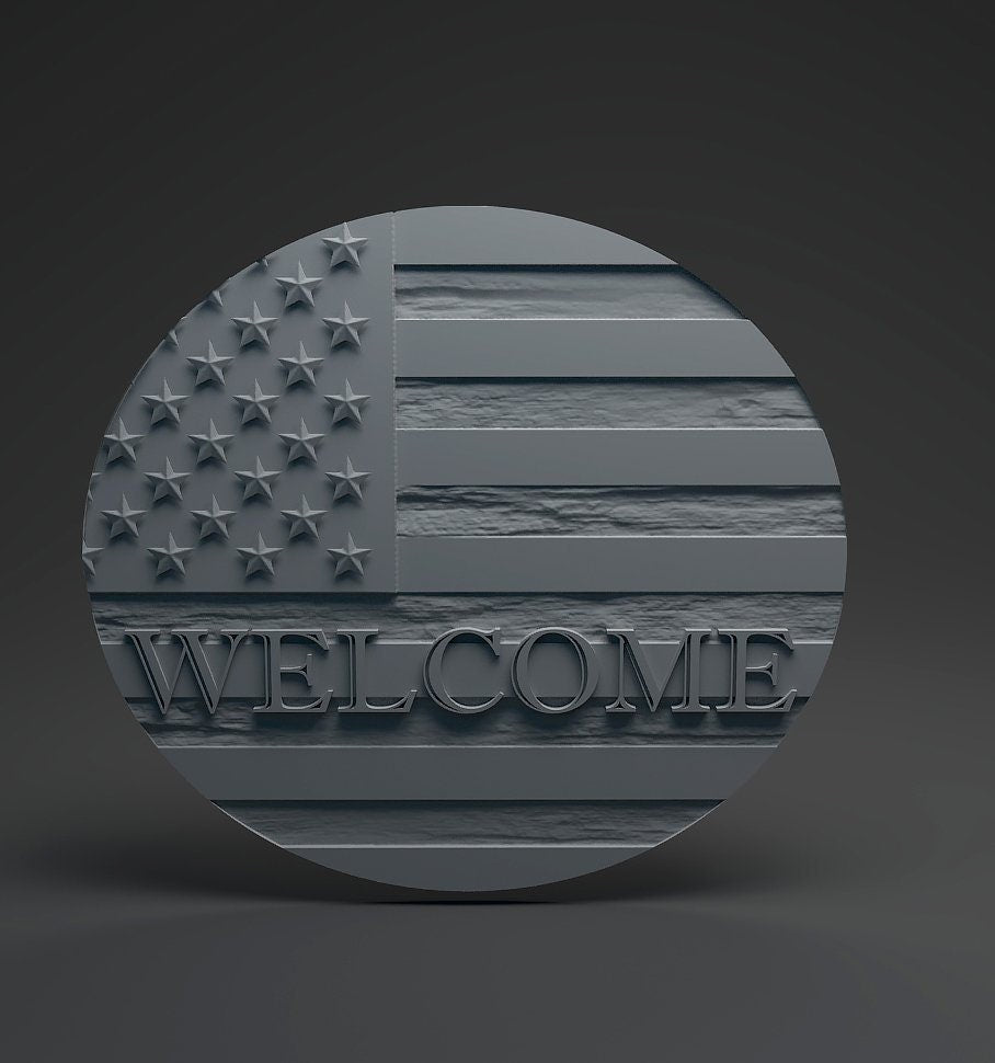 welcome flag, flag 3D CNC Router Files, 3d stl file, vectric,aspire,easel, cnc cut files, 2.5d files