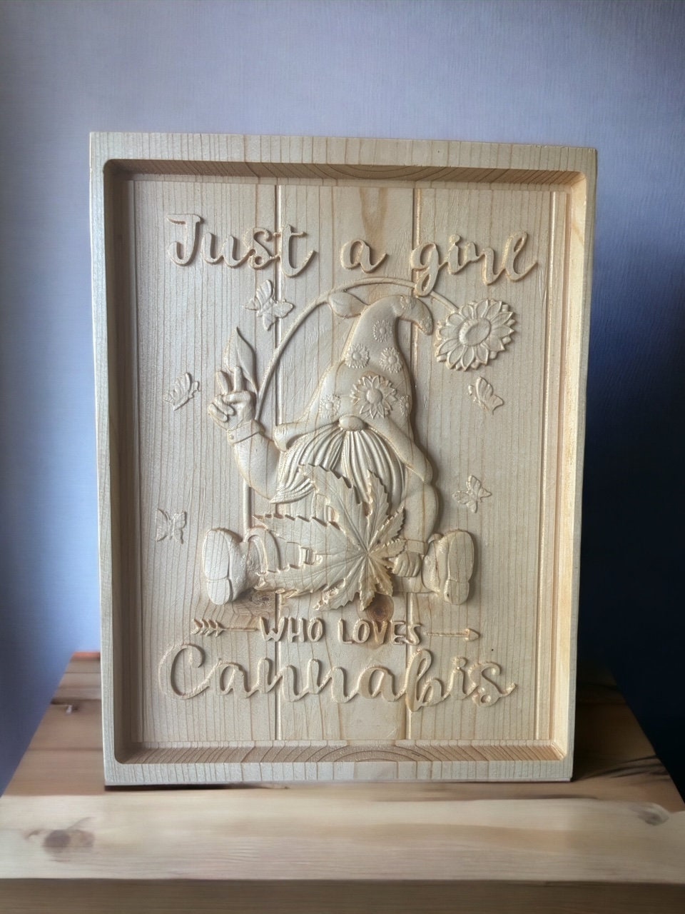 just a girl who loves cannabis,gnome 3D CNC Router Files, 3d stl file, vectric,aspire,easel, cnc cut files, 2.5d files