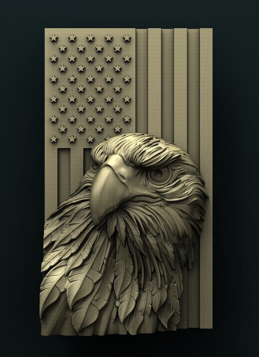 usa,eagle,flag,3D CNC Router Files, 3d stl file, vectric,aspire