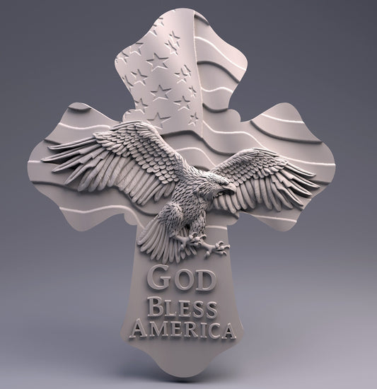 god bless america cross, religion, god, church, flower jesus,3D CNC Router Files, 3d stl file, vectric,aspire,easel, cnc cut files, 2.5d