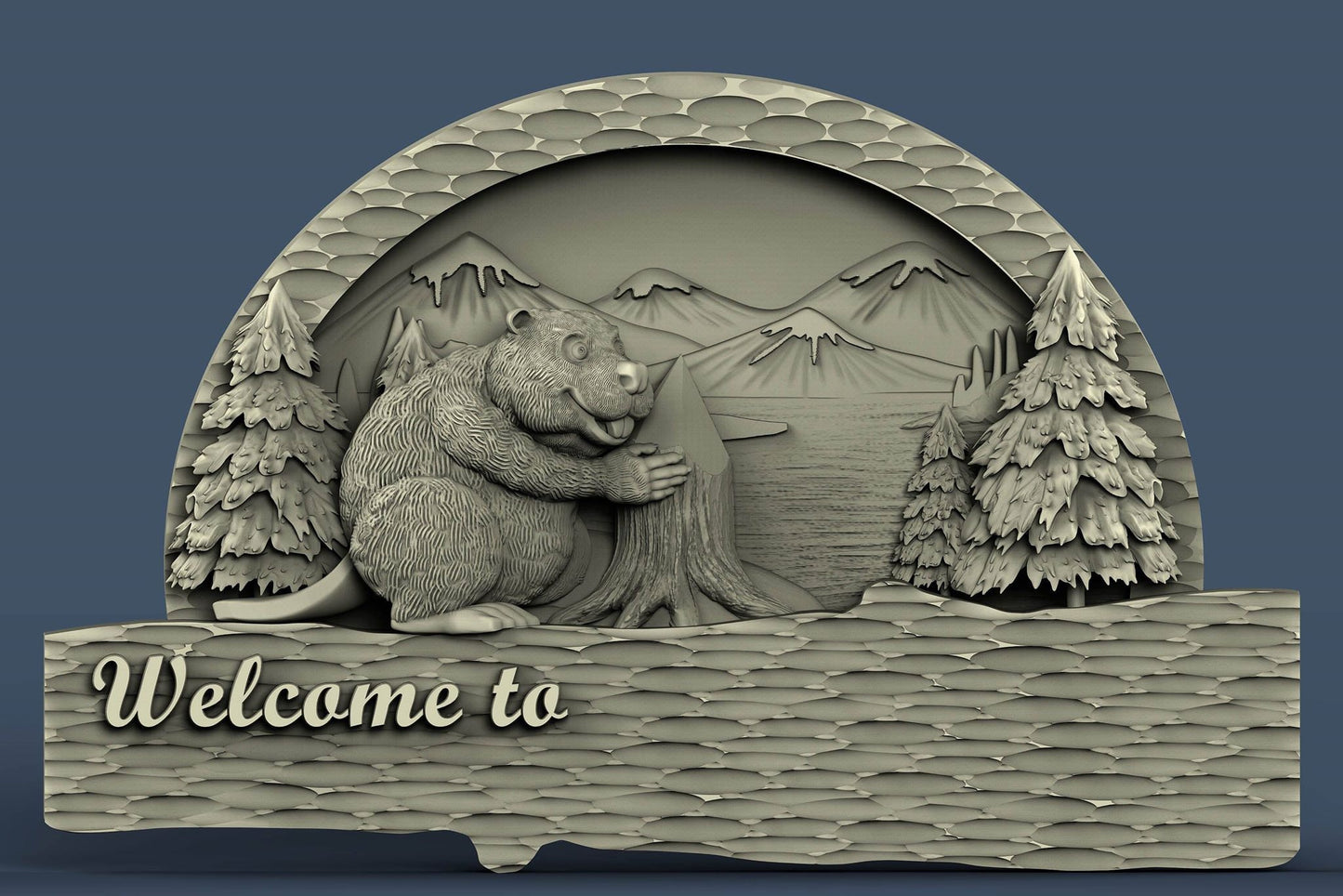 welcome sign,beaver,3D CNC Router Files, 3d stl file, vectric,aspire,easel, cnc cut files, 2.5d files