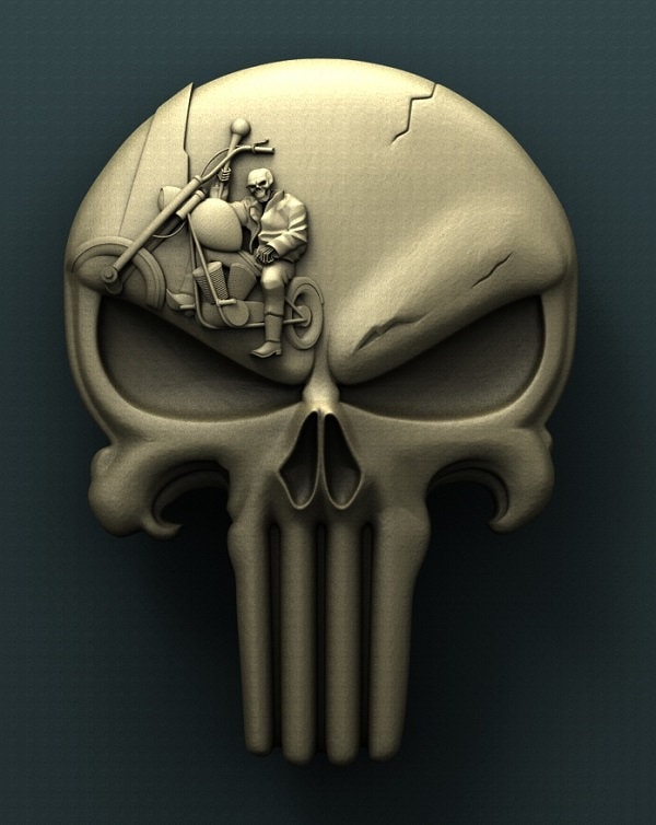 punisher skull,ocean,aquatic,3D CNC Router Files, 3d stl file, vectric,aspire,easel, cnc cut files, 2.5d files