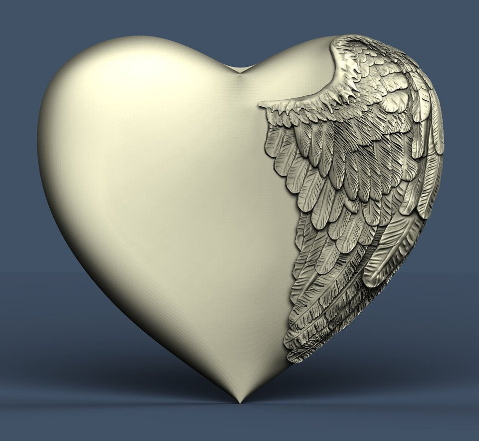 Heart with wings.love,gift, 3D CNC Router Files, 3d stl file, vectric,aspire,easel, cnc cut files, 2.5d files