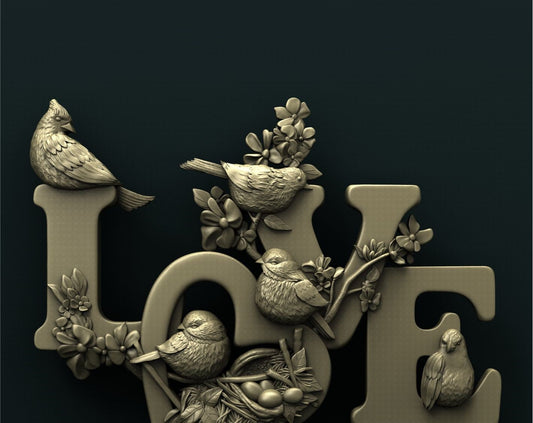 Love birds, 3D CNC Router Files, 3d stl file, vectric,aspire,easel, cnc cut files, 2.5d files