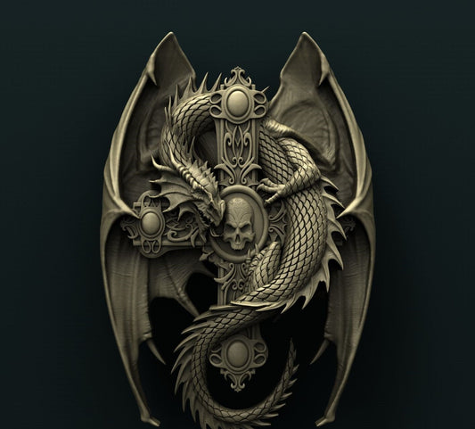 dragon,cross,religion,fantasy 3D CNC Router Files, 3d stl file, vectric,aspire,easel, cnc cut files, 2.5d files