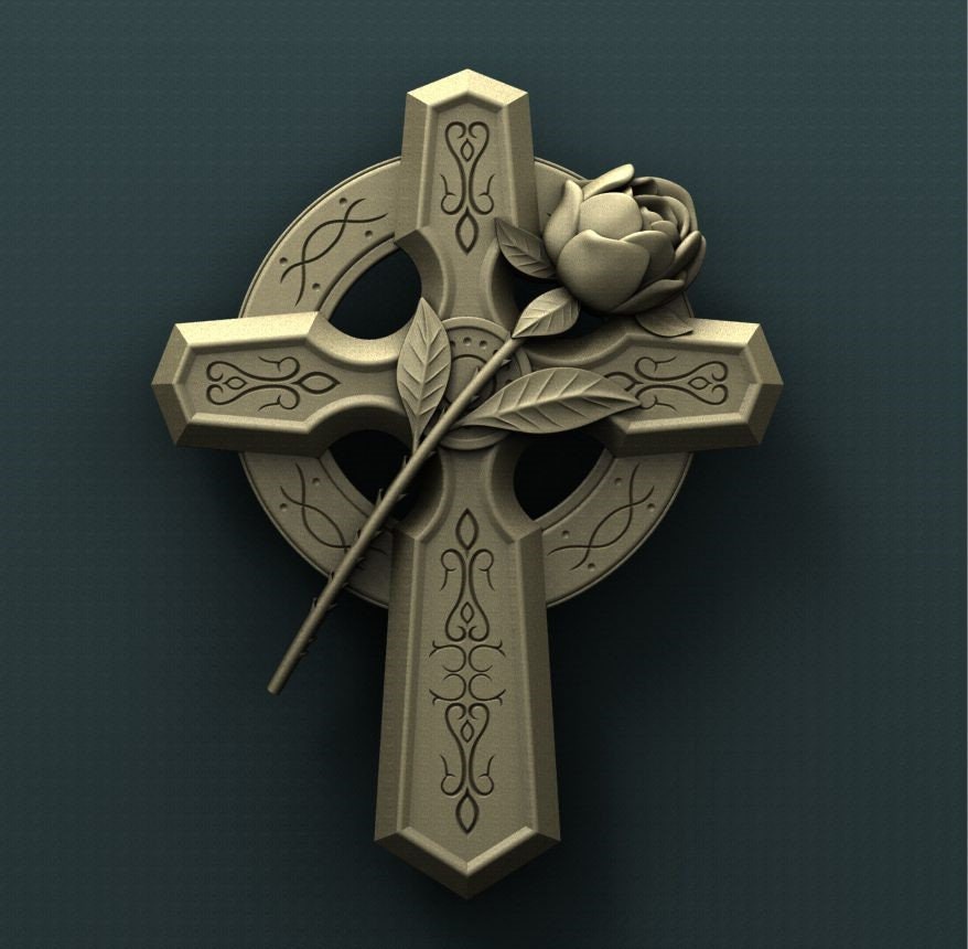 rose cross, religion, god, church, flower jesus,3D CNC Router Files, 3d stl file, vectric,aspire,easel, cnc cut files, 2.5d files