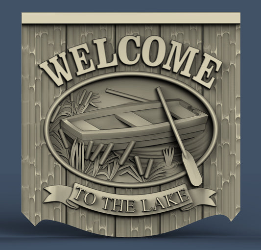 welcome sign,lake,3D CNC Router Files, 3d stl file, vectric,aspire,easel, cnc cut files, 2.5d files