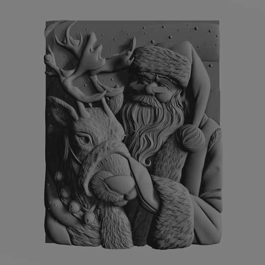 santa claus,reindeer,christmas 3D CNC Router Files, 3d stl file, vectric,aspire,easel, cnc cut files, 2.5d files