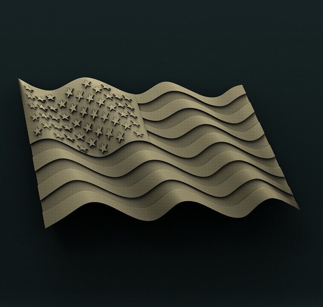 wavy usa flag,3d cnc