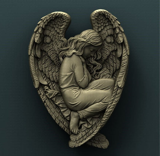 Child,Angel,Wings 3D CNC Router Files, 3d stl file, vectric,aspire,easel, cnc cut files, 2.5d files