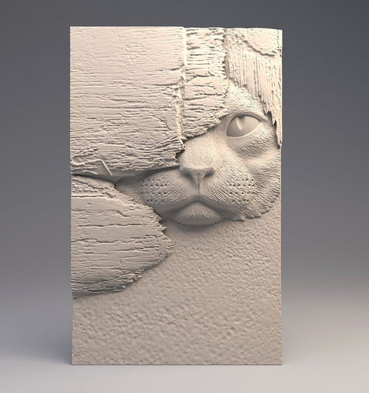 Peeking Cat,3D CNC Router Files, 3d stl file, vectric,aspire,easel, cnc cut files, 2.5d files