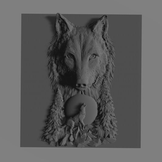 wolf howling at moon 3d stl file