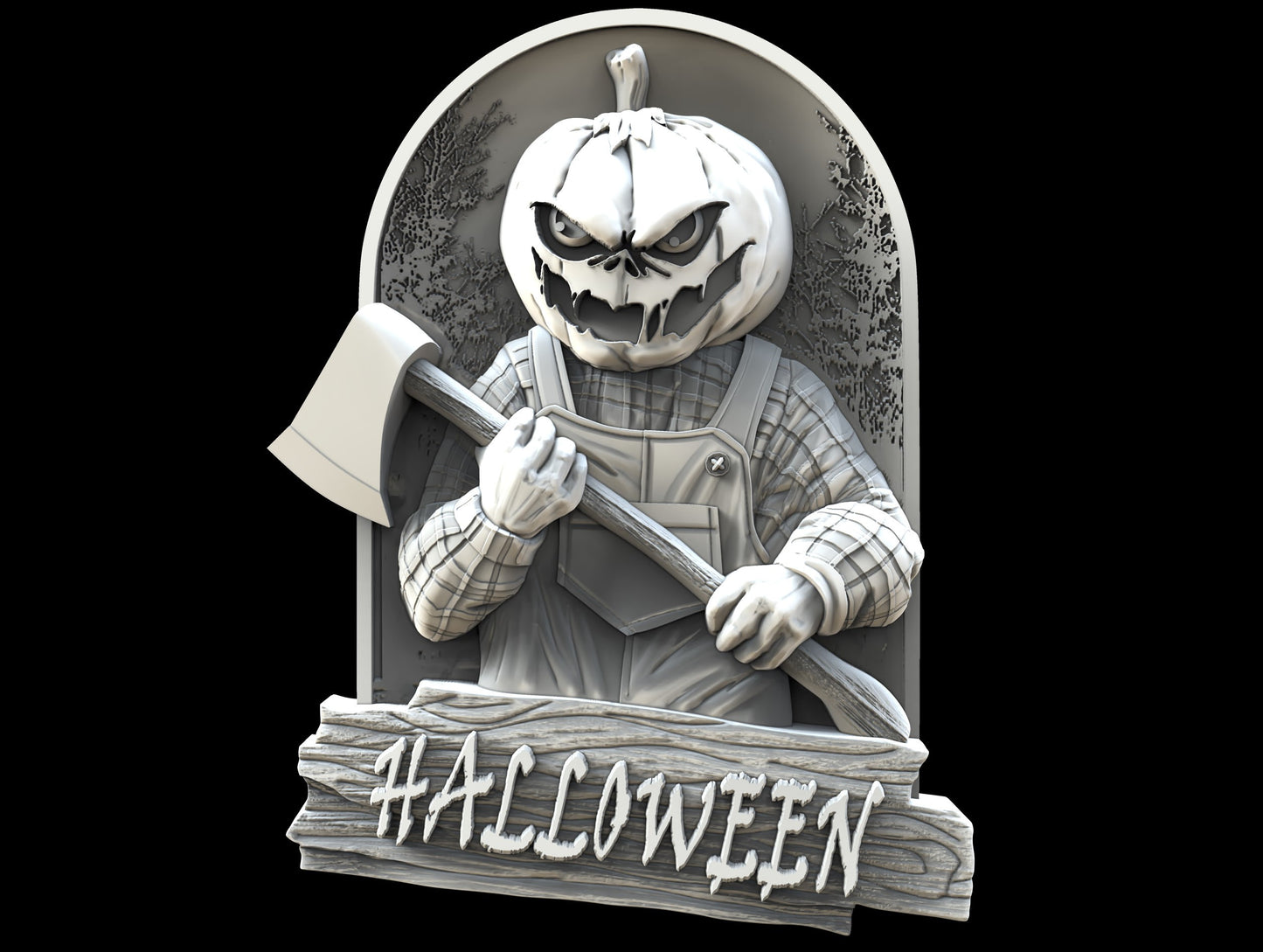 Pumpkin Head with axe 3d stl file