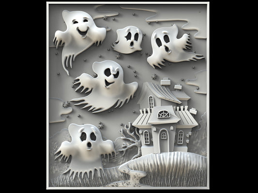 Halloween Ghosts 3D CNC Router Files, 3d stl file, vectric,aspire,easel, cnc cut files, 2.5d files