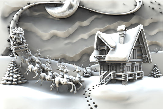 santa with sleigh,christmas, 3D CNC Router Files, 3d stl file, vectric,aspire,easel, cnc cut files, 2.5d files