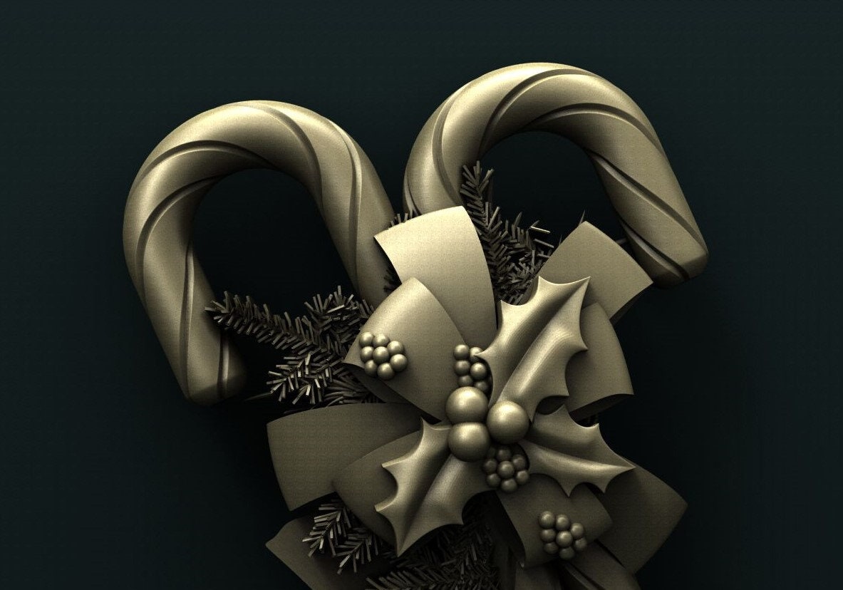 christmas bells and candy, 2 stl files 3D CNC Router Files, 3d stl file, vectric,aspire,easel, cnc cut files, 2.5d files