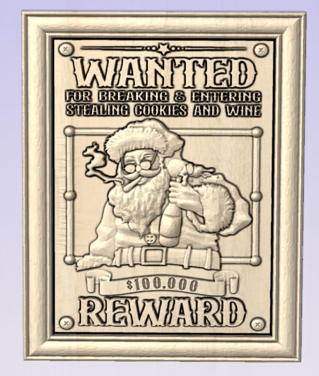 santa most wanted,christmas 3D CNC Router Files, 3d stl file, vectric,aspire,easel, cnc cut files, 2.5d files