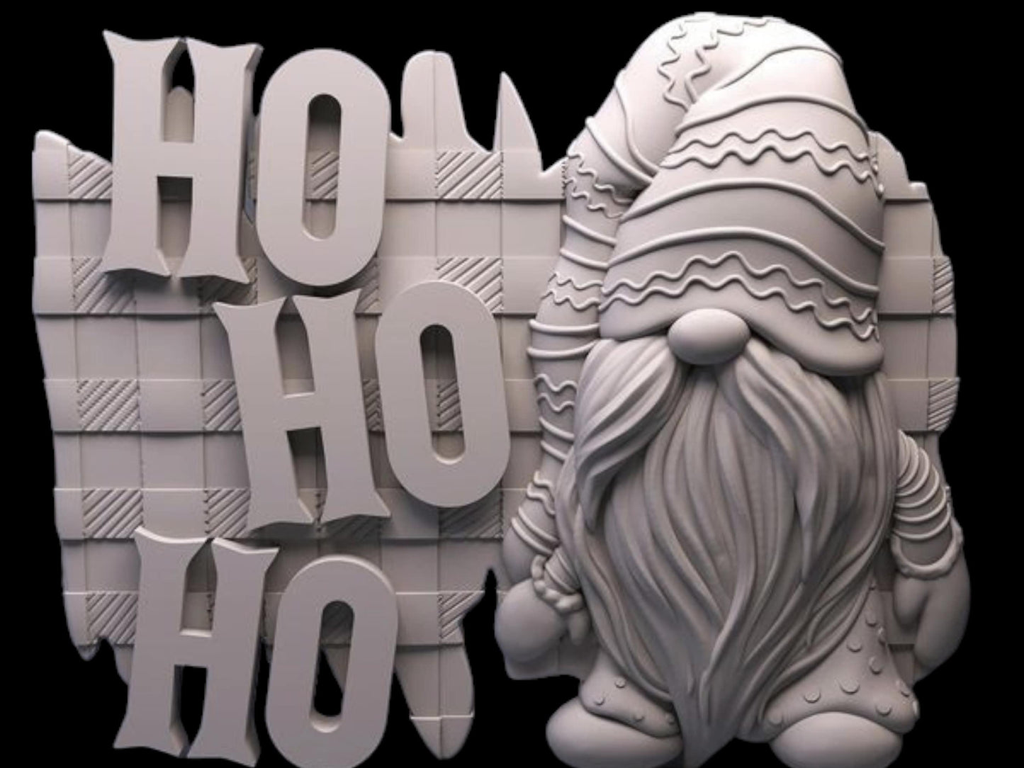 Gnome HoHoHO, Christmas 3D CNC Router Files, 3d stl file, vectric,aspire,easel, cnc cut files, 2.5d files