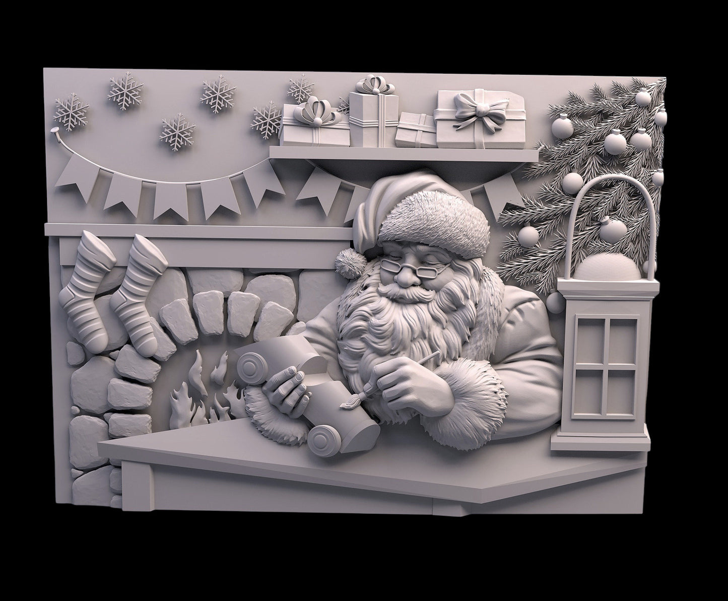 santa christmas 3D CNC Router Files, 3d stl file, vectric,aspire,easel, cnc cut files, 2.5d files