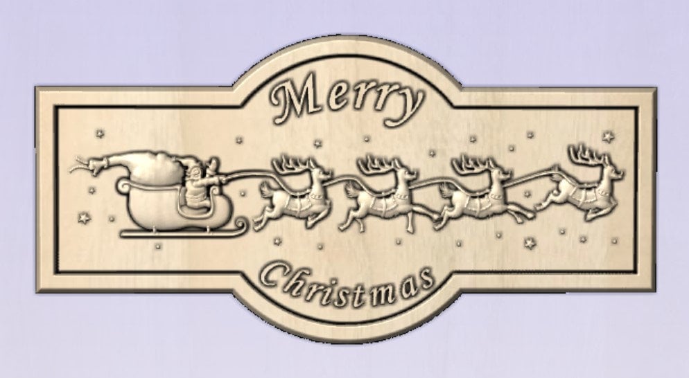 Merry christmas sleigh 3D CNC Router Files, 3d stl file, vectric,aspire,easel, cnc cut files, 2.5d files