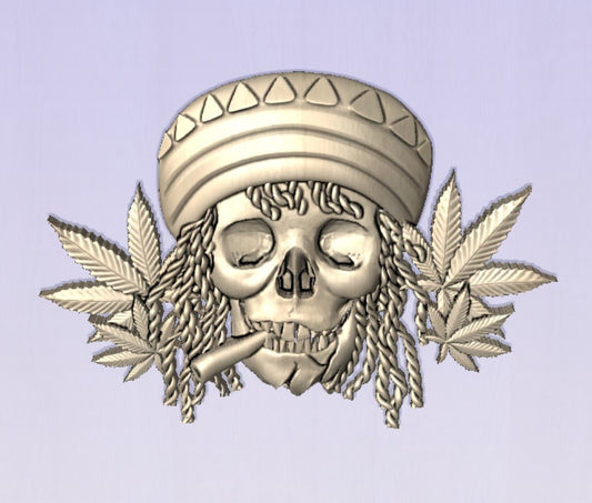 marijuana skull,pot,weed,3D CNC Router Files, 3d stl file, vectric,aspire,easel, cnc cut files, 2.5d files