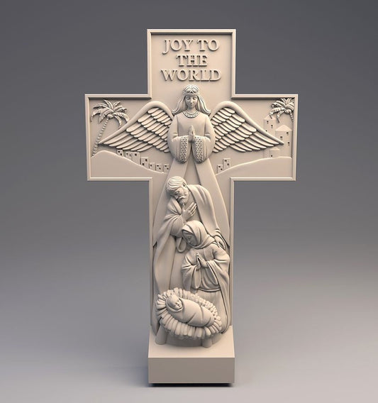 cross, Joy to the world, religion, god, church,jesus,3D CNC Router Files, 3d stl file, vectric,aspire,easel, cnc cut files, 2.5d files