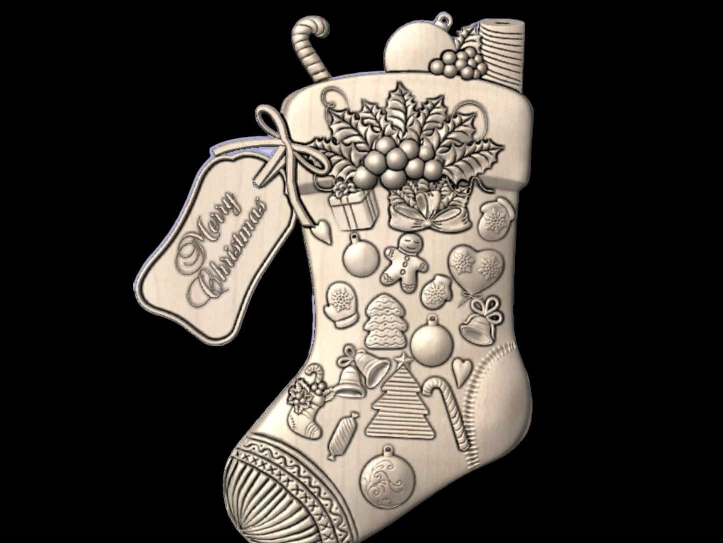 Christmas Stocking  3D CNC Router Files, 3d stl file, vectric,aspire,easel, cnc cut files, 2.5d files