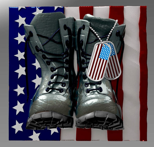 Boots and Dog tags  hero,soldier,patriot,freedom 3D CNC Router Files, 3d stl file, vectric,aspire,easel, cnc cut files, 2.5d files