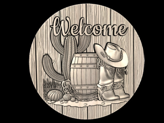 cowboy welcome sign love,country,farmhouse, 3D CNC Router Files, 3d stl file, vectric,aspire,easel, cnc cut files, 2.5d files