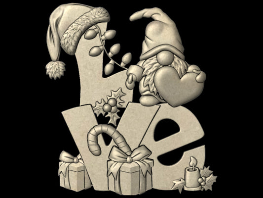 Christmas Love Gnome, Christmas 3D CNC Router Files, 3d stl file, vectric,aspire,easel, cnc cut files, 2.5d files