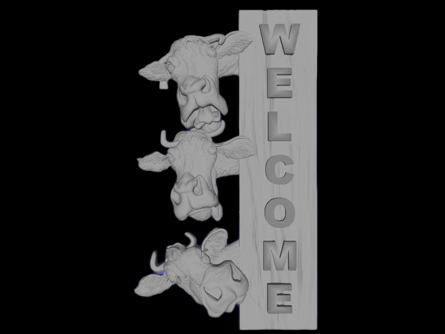 Cows | Welcome | Country 3D CNC Router Files, 3d stl file, vectric,aspire,easel, cnc cut files, 2.5d files