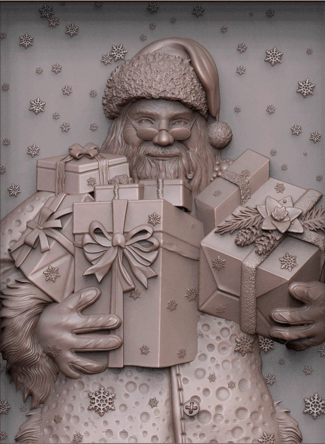 Santa with Gifts christmas 2023, 3D CNC Router Files, 3d stl file, vectric,aspire,easel, cnc cut files, 2.5d files