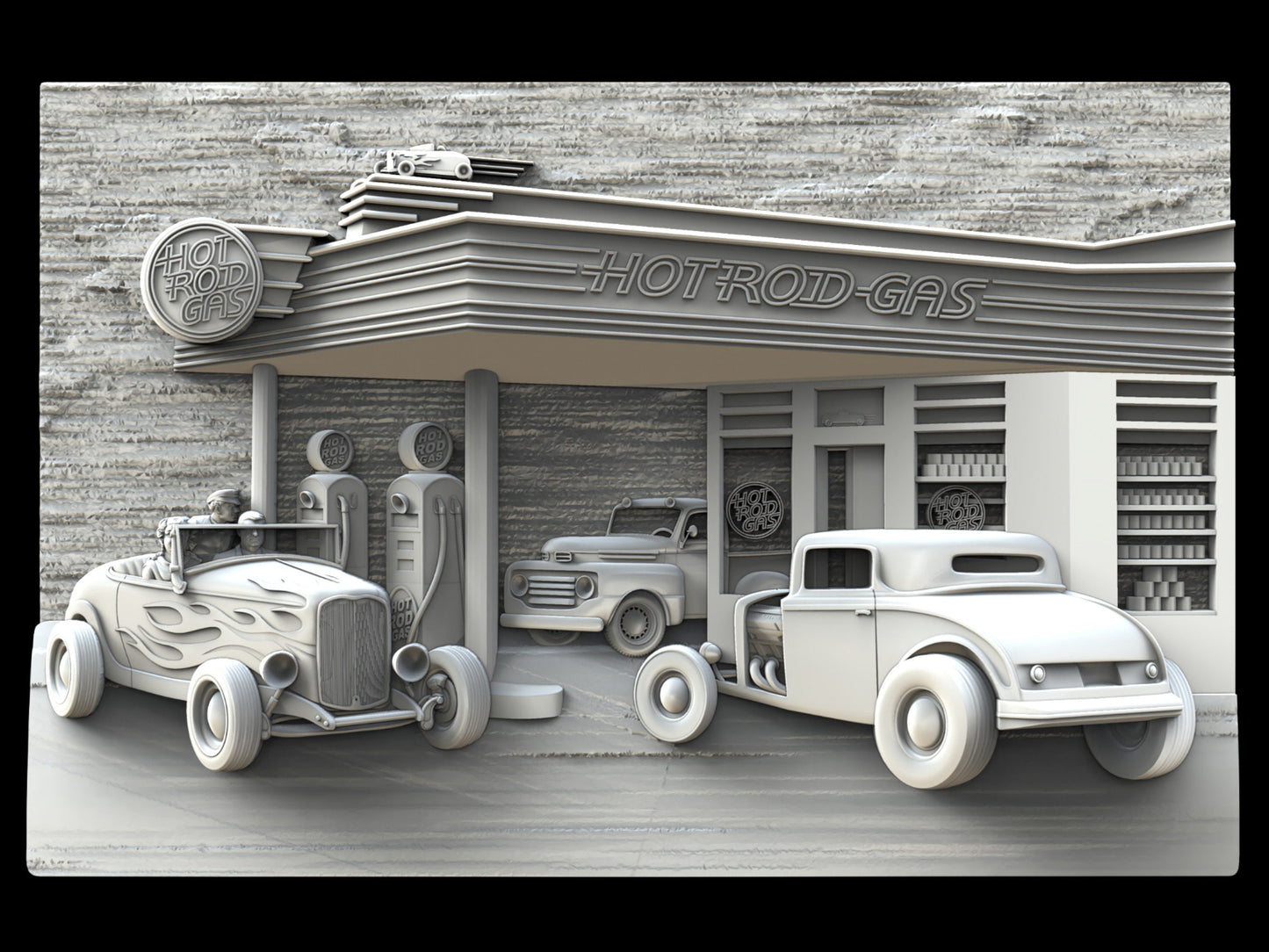 Diner,Hot Rods,3D CNC Router Files, 3d stl file, vectric,aspire,easel, cnc cut files, 2.5d filesCNC Router Files