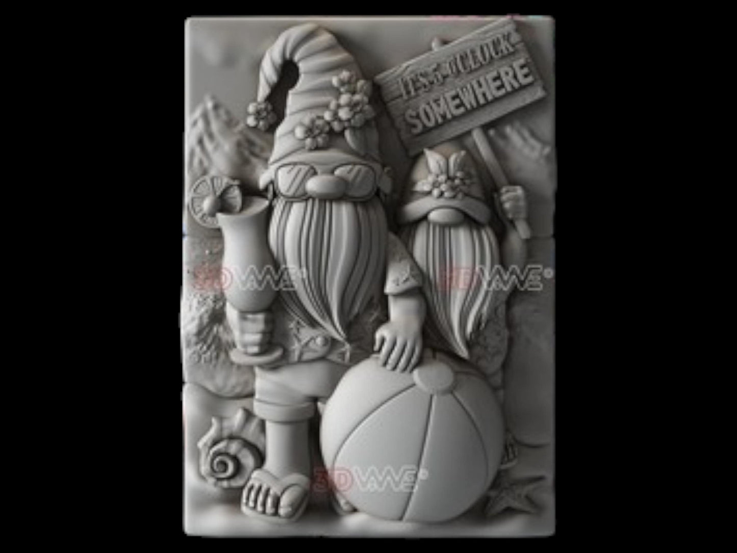 Party Gnome 3D CNC Router Files, 3d stl file, cnc router, cnc cut files, 2.5d files, vectric,aspire